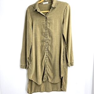 Bella Dahl Moss Green Long‎ Sleeve Shirt Dress